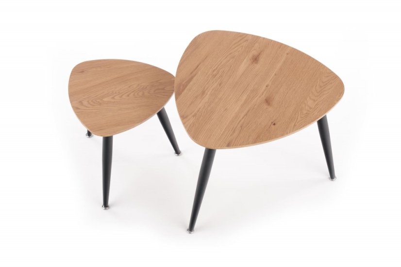 Set konferenčních stolků NICEA 2 — zlatý dub / černá Halmar