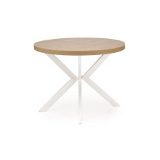 Jídelní kulatý rozkládací stůl PERONI –⁠ 100x100x75 (+150) dřevo, zlatý dub, bílá