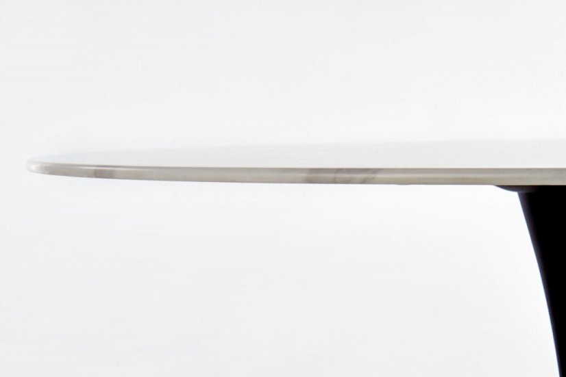 Jídelní kulatý stůl AMBROSIO — průměr 90 cm, dekor bílý mramor / černá Halmar