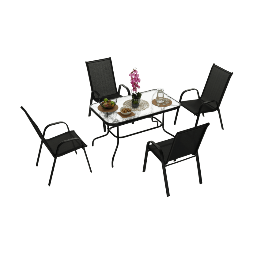 Zahradní židle ALDERA — kov, látka, tmavě šedá Kondela