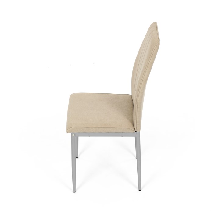 Moderná jedálenská stolička LENA z béžovej látky so sivými kovovými nohami Autronic