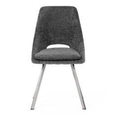 Elegantní šedá jídelní židle RINA s broušenými kovovými nohami (vzorek z prodejny)