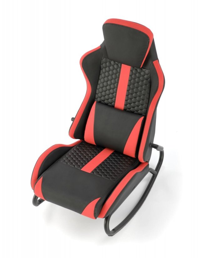 Herní houpací křeslo GAMER — PU kůže, černá / červená