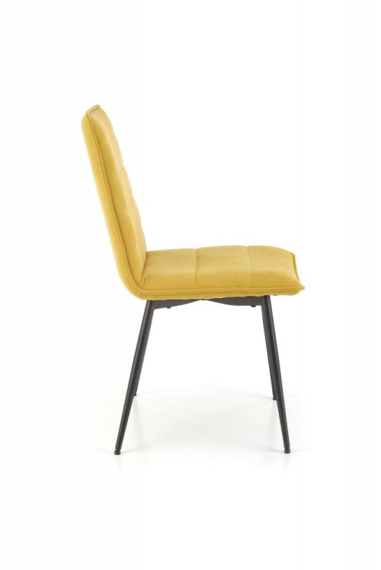 Jedálenská stolička PIRA — oceľ, látka, čierna / horčicová