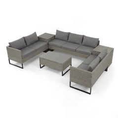 Zahradní sestava MUSE – polyratan s úložným prostorem, šedá, Autronic