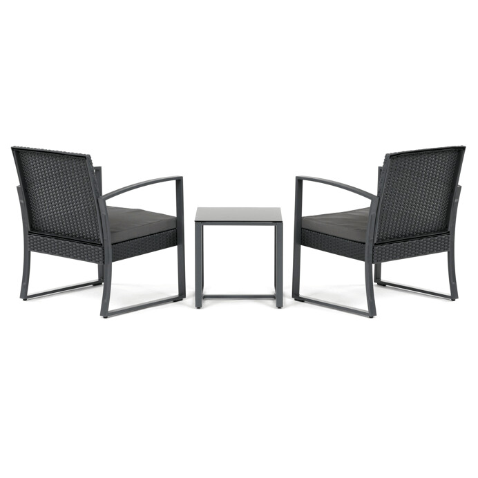 Záhradný set SIESTA 1+2 – sivý polyratan, sklenená doska