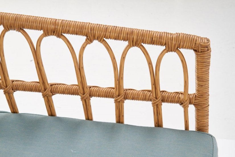 Pohovka GARDENA — umělý ratan, látka, šedá Halmar