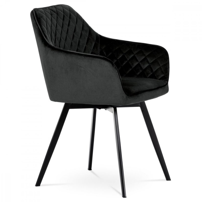 Jedálenské otočné kresielko YELD — kov, látka, čierna