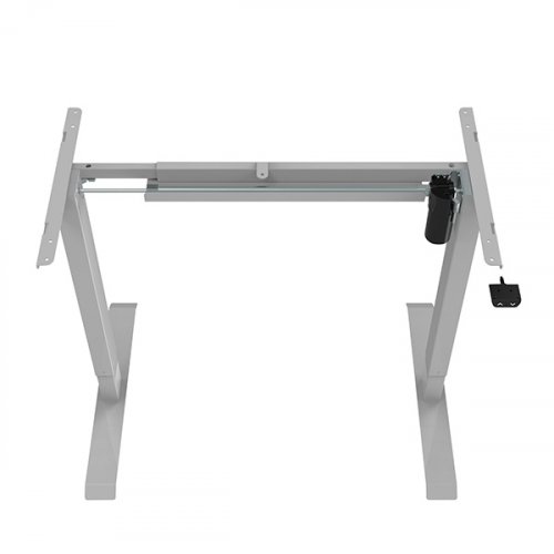 Elektricky výškově nastavitelný stůl POWERO — včetně desky, buk, šedá, 75×140 cm