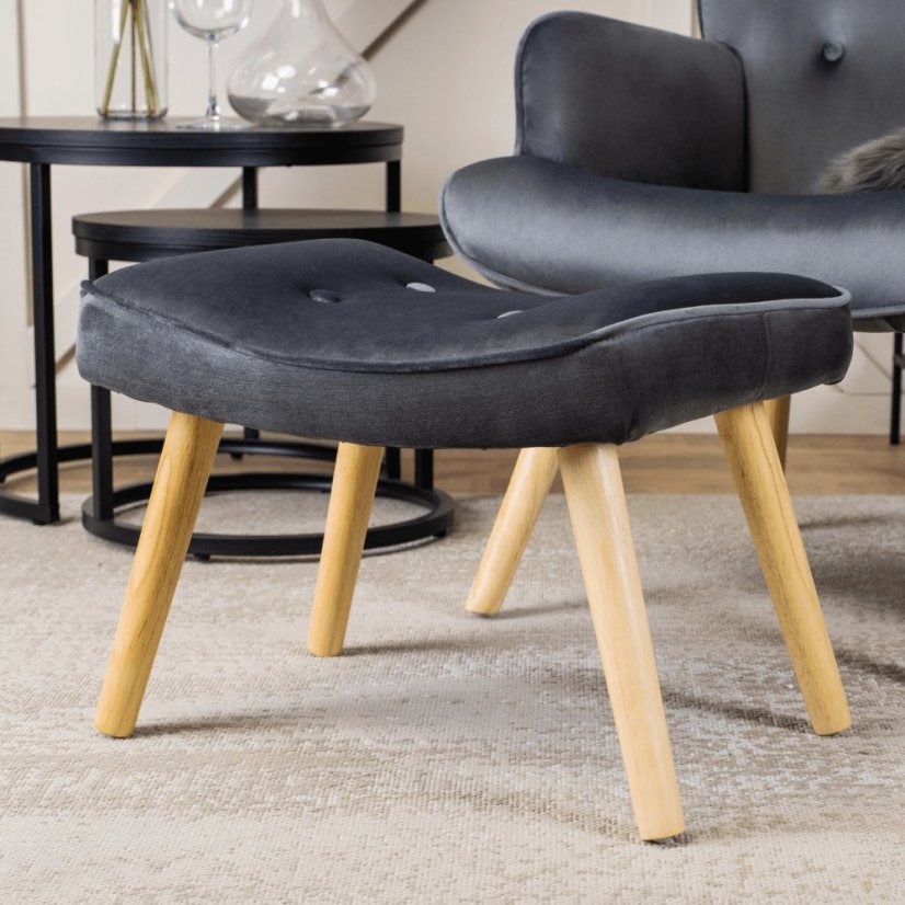 Luxusné šedé zamatové kreslo LOZANO – komfort a štýl v jednom