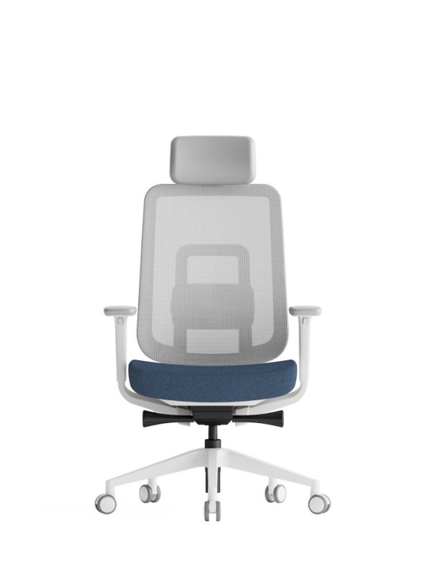 Ergonomická kancelárska stolička K42 WHITE SP – sieť/čalúnená, modrá