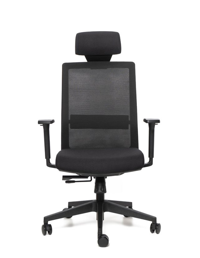 Kancelárska ergonomická stolička Sego LINK — sieť/látka, čierna