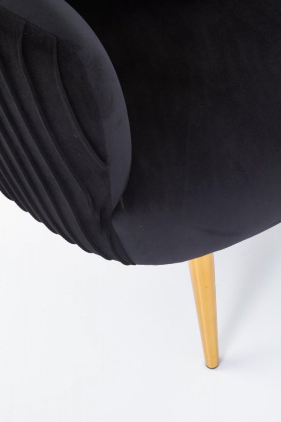 Designové křeslo CROWN — kov, látka, černé Halmar