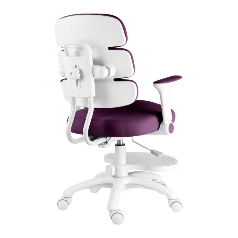 Detská rastúca stolička GRIDDY — látka, bílá / fialová