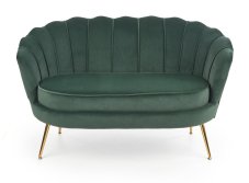 Designová pohovka AMORINITO — kov, zelená látka, nosnost 200 kg