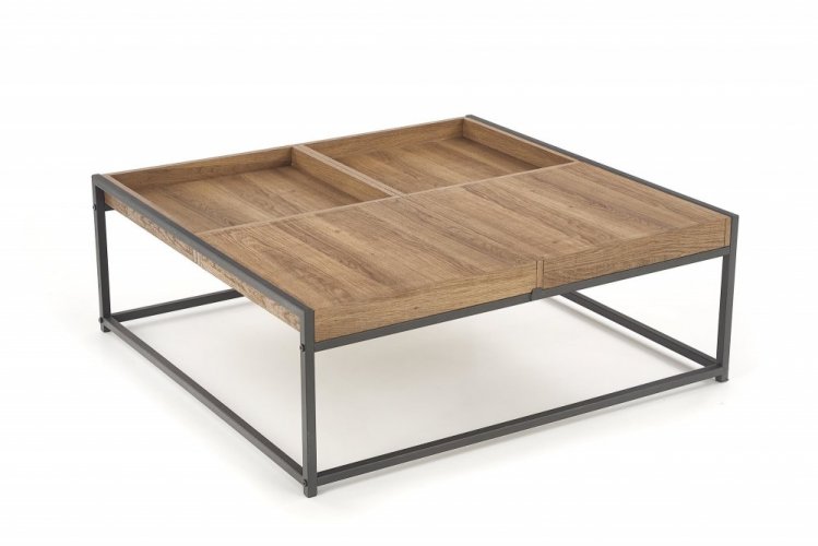 Konferenčný stolík FREGATA –⁠ kov/drevo, čierna, med orech