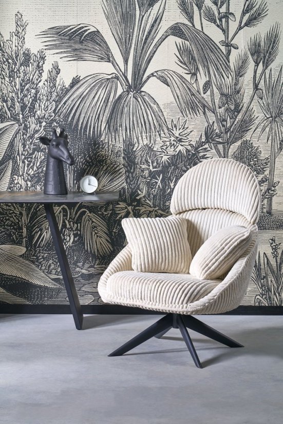 Relaxačné otočné kreslo MERRY 2 — oceľ, menčestrová látka, viac farieb - Farebné varianty MERRY 2: Krémová