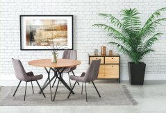 Jídelní kulatý stůl PIXEL 2 –? 120x76, zlatý dub, černý Halmar