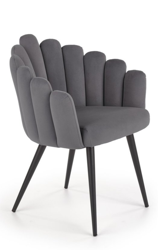 Jedálenské kresielko PARADISE — kov, látka, sivá
