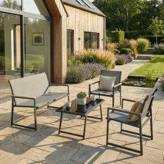 Zahradní sestava ZENITH – šedá síťovina, tvrzené sklo, Autronic