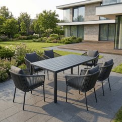 Zahradní stůl GRANDIS – hliníkový s polywood deskou, 180x90 cm, šedý, Autronic