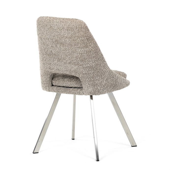 Elegantná lanýžová jedálenská stolička RINA Bouclé s nerez nohami