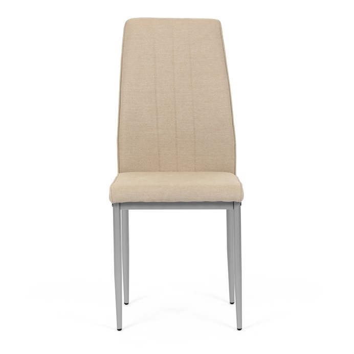 Moderná jedálenská stolička LENA z béžovej látky so sivými kovovými nohami Autronic