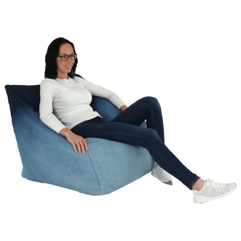 Sedací vak KOZANIŤ — 70×70, modrá látka