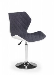 Barová židle MATRIX 2 – kov, látka, ekokůže, šedá / bílá