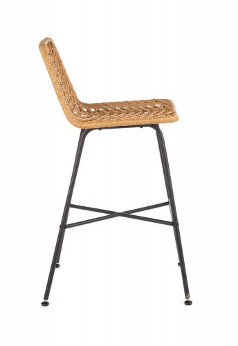 Barová stolička TUCSON –⁠ kov/ratan, prírodná