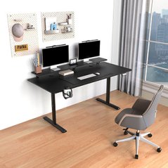 Elektricky výškově nastavitelný pracovní stůl HIGHLANDER XXL BLACK, 160x70 cm