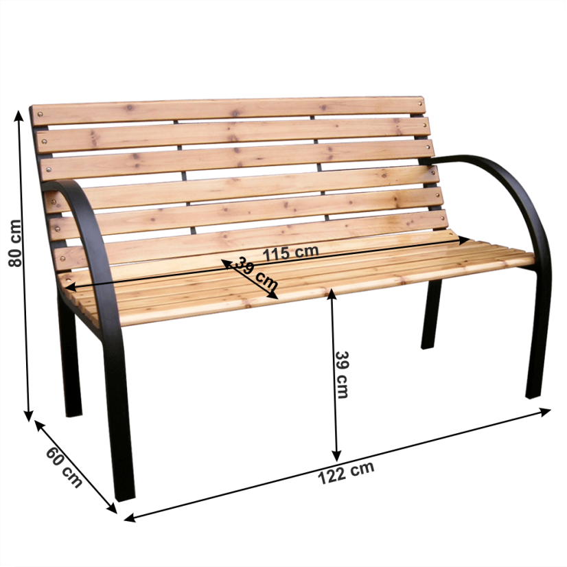 Zahradní lavice LORA — kov, dřevo, přírodní Kondela