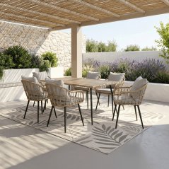 Zahradní křeslo TERASSO – kov a umělý ratan, béžová látka, Autronic