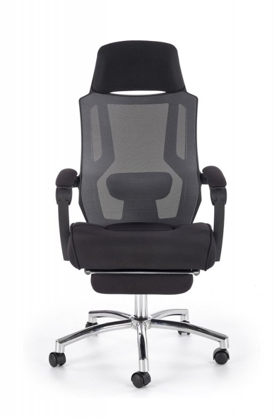 Kancelárske kreslo s podnožkou FREEMAN – látka, sieť, čierna / šedá