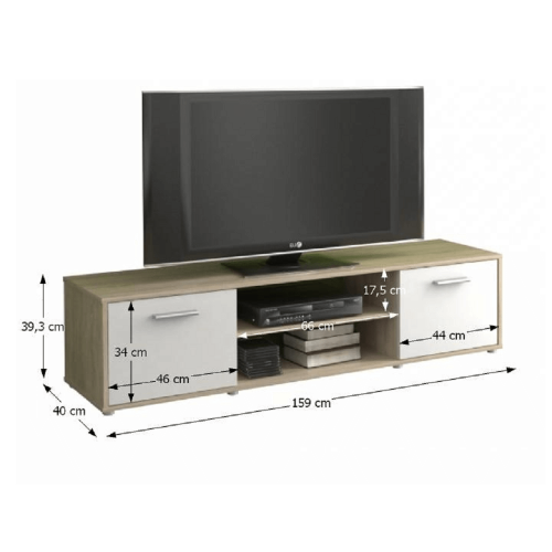 TV stolek ZUNO — 159x40x38,8, DTD, více barev - Barevné provedení TV stolku ZUNO: Bílá