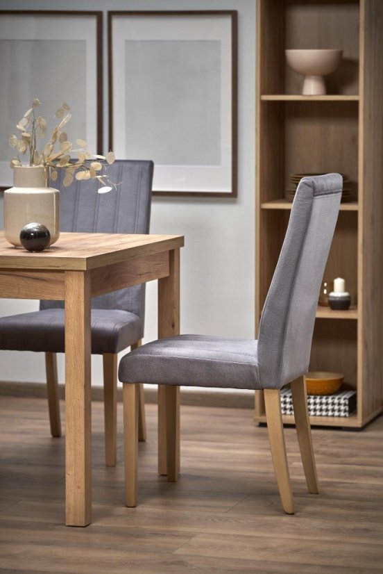 Jídelní rozkládací stůl TIAGO — 90x90x77 (+35), dekor dub Halmar