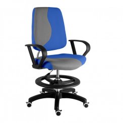 Dětská rostoucí židle s podnoží BAMBINO S – látka, šedo-modrá