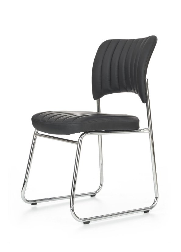 Konferenčná stolička RAPID - kov, ekokoža, čierna