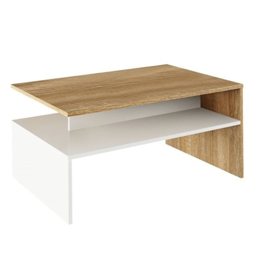 Konferenčný stôl DAMOLI — 90x60x43 cm, dub sonoma/biela