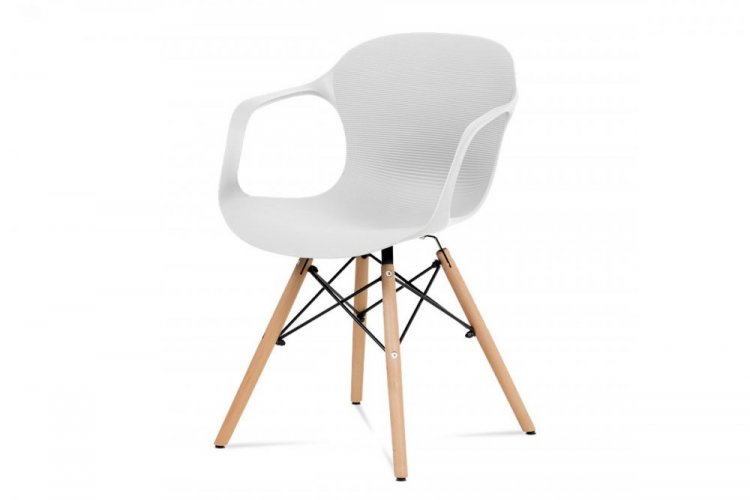 Jídelní židle ALBINA — kov / buk/ plast, bílá