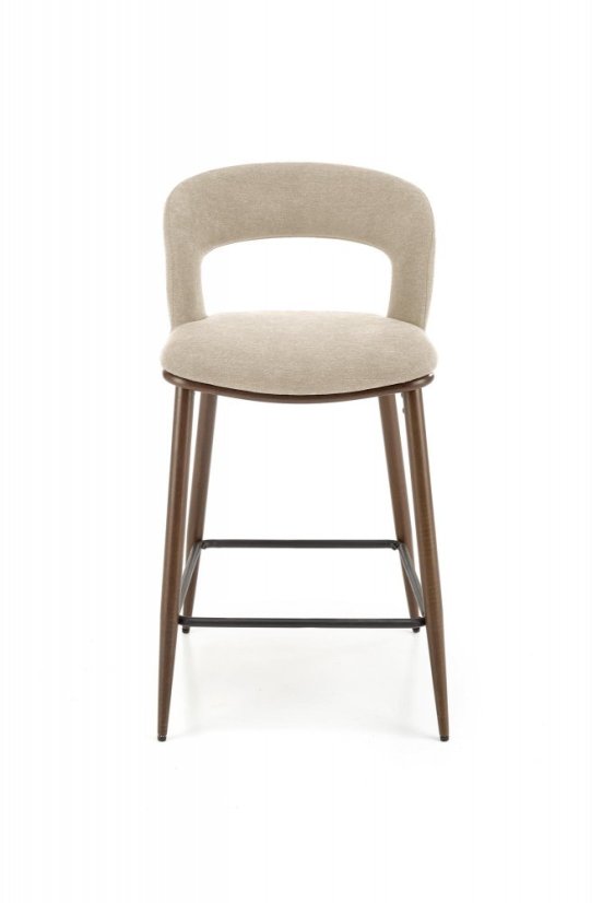 Barová stolička LINUS — oceľ, látka, béžová