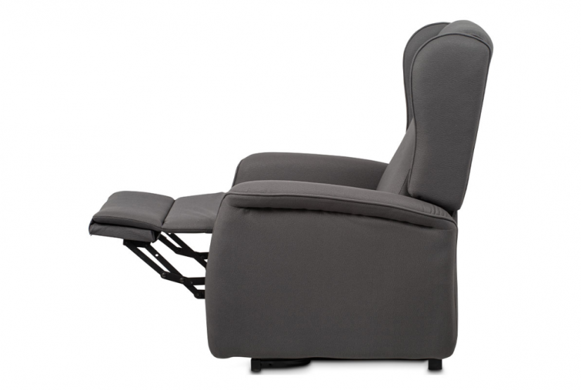 TV křeslo ušák MARLON s elektrickým polohováním — šedá látka, 2 motory, nosnost 140 kg Autronic