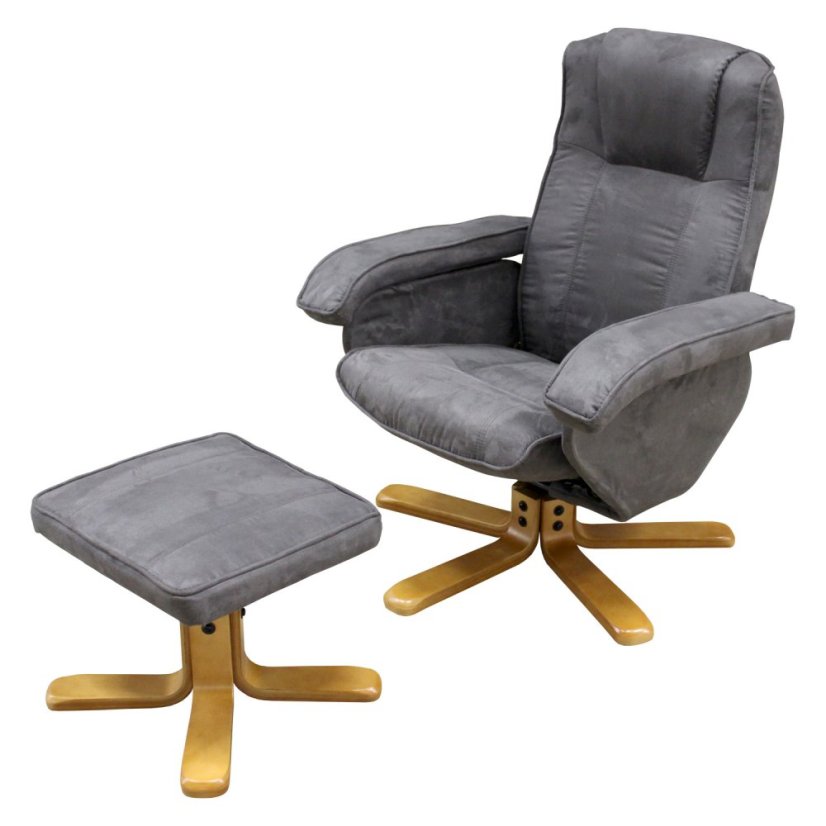 TV křeslo + taburet — masiv, světle šedá IDEA nábytek