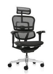 Kancelárska ergonomická stolička SIRIUS NEO – operadlo sieť, čalúnený sedák, čierna