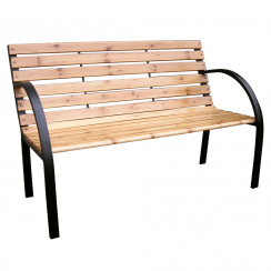 Zahradní lavice LORA — kov, dřevo, přírodní
