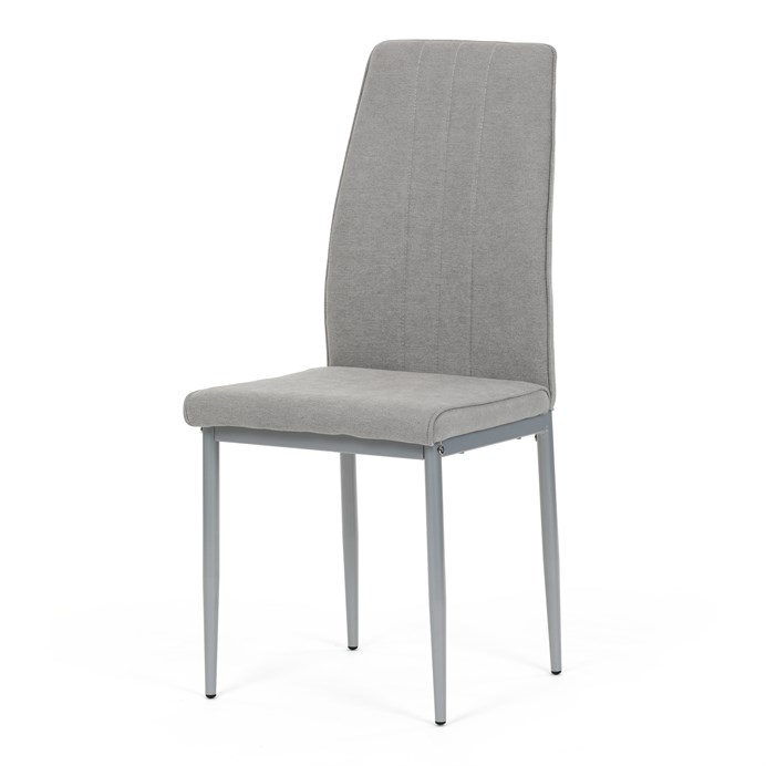 Jedálenská stolička LENA s sivým poťahom a šedými kovovými nohami