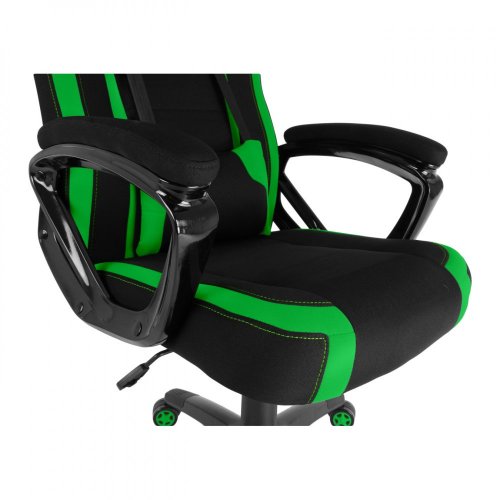 Herná stolička A-RACER Q11 –⁠ látka, čierna/zelená