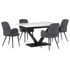 Jídelní rozkládací stůl TAVILO — 140x85x78 cm (rozklad +40 cm),  MDF, bílý Autronic