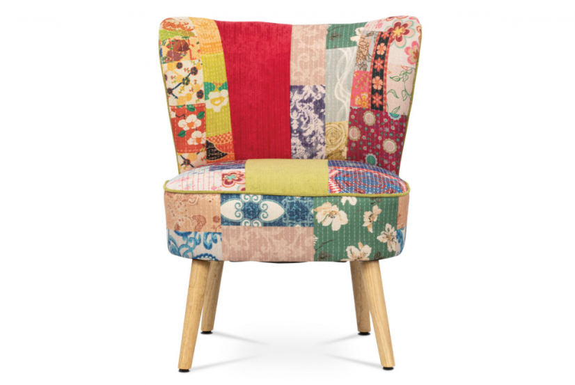 Francouzské křesílko TIMIS - masiv kaučukovník, patchwork