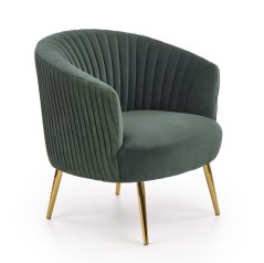 Designové křeslo CROWN — kov, látka, zelená Halmar
